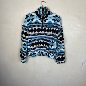 Aerie Offline Sherpa Fleece Aztec Blue Quarter Zip Pullover Size S New with tags
